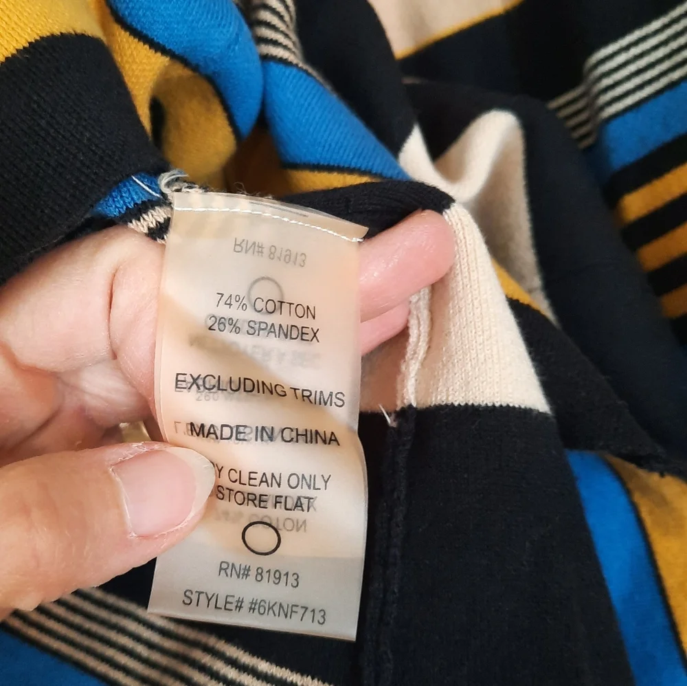 Tracy Reese Colorful Striped A-Line Sweater  Skirt Fluted Twirl Stretchy Mod
